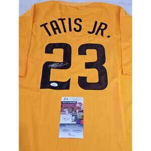 Fernando Tatis Jr Autographed/Signed Jersey JSA COA Yellow Custom Jersey